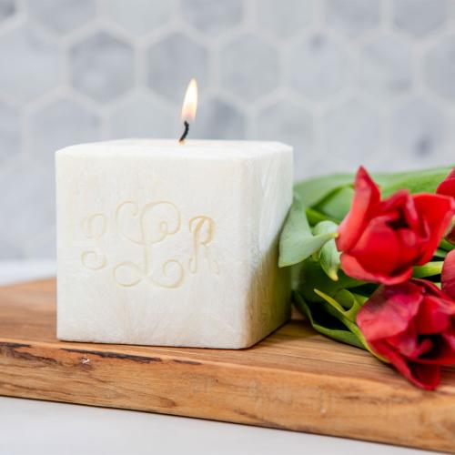 Monogrammed 3 Inch Rest and Relax PIllar Candle  Home & Garden > Decor > Candles