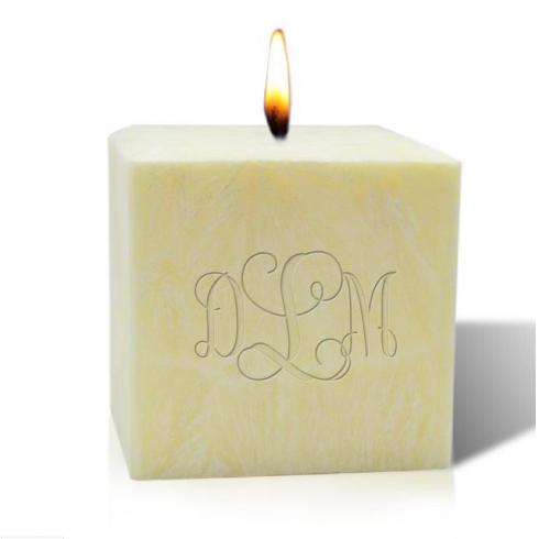 Monogrammed 4 Inch  Palm Wax Candle  Home & Garden > Decor > Candles