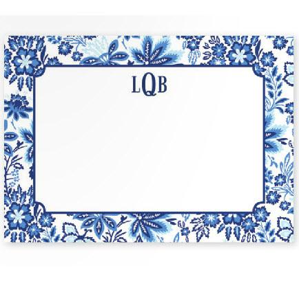 Boatman Geller Personalized Willow Floral Blue Flat Card  Office Supplies > General Supplies > Paper Products > Stationery