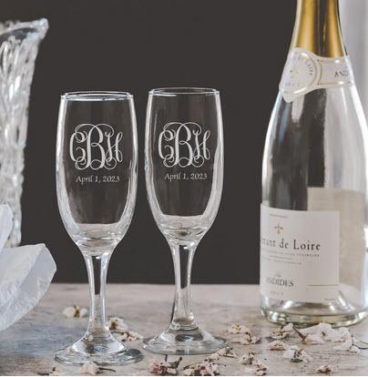 Personalized Bistro Toasting Flute Pair  Home & Garden > Kitchen & Dining > Tableware > Drinkware > Stemware > Champagne Glasses