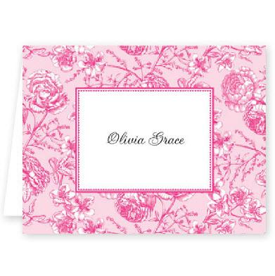 Boatman Geller Floral Toile Pink Foldover Note  Office Supplies > General Supplies > Paper Products > Stationery