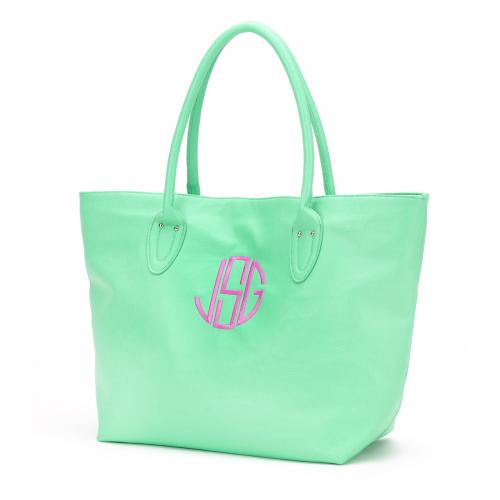 Monogrammed Mint Green Tote Purse