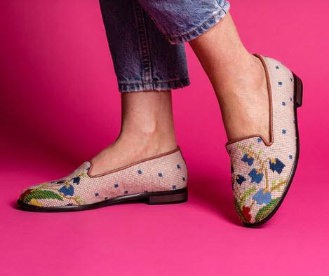 ByPaige Bluebell Bouquet Ladies Needlepoint Loafers   Apparel & Accessories > Shoes > Loafers