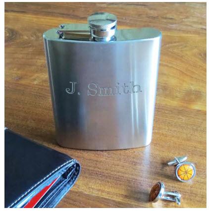 Personalized Brushed Stainless Steel Flask  Home & Garden > Kitchen & Dining > Food & Beverage Carriers > Flasks