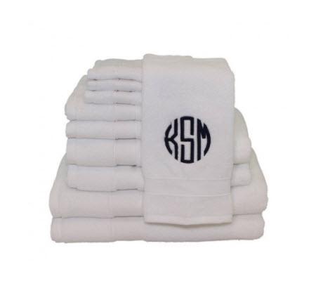 Monogrammed White Luxury Towel Set BACKORDERED  Home & Garden > Bathroom Accessories