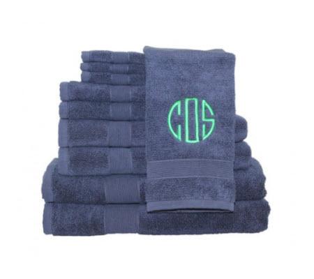 Monogrammed Navy Luxury Towel Set   Home & Garden > Bathroom Accessories