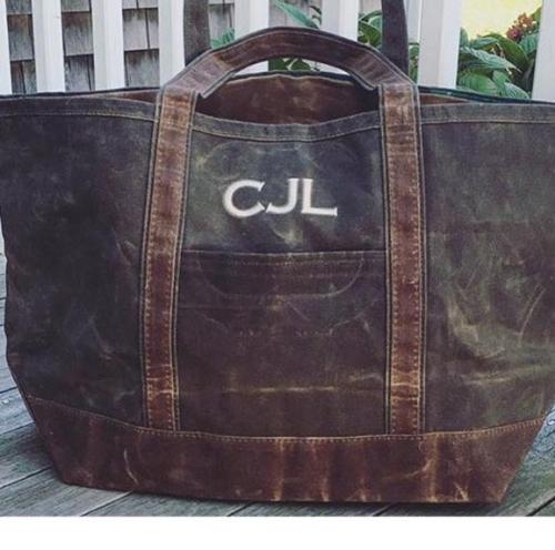 Monogrammed Waxed Canvas Large Classic Tote   Apparel & Accessories > Handbags > Tote Handbags