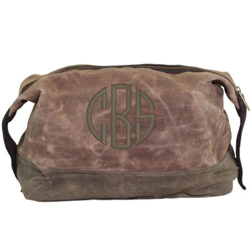 Personalized Waxed Dopp Kit in Khaki -SHIPS MID JUNE  Luggage & Bags > Toiletry Bags